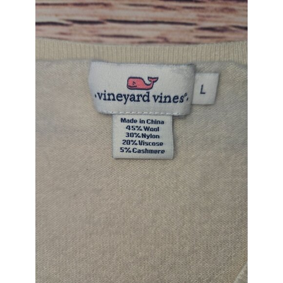 Vineyard Vines Men's Cashmere Wool Blend V-Neck Sweater Large White - Picture 6 of 8